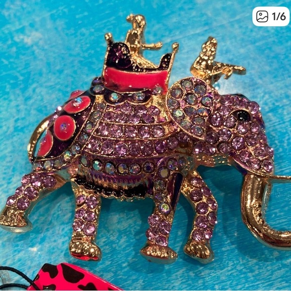Colorful Elephant Brooch with Rhinestones - Picture 1 of 4